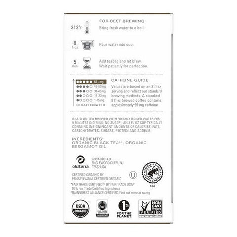 Tazo, Organic Black Earl Grey Tea, 16 Bags (Case Of 6) Tazo