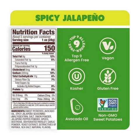 Jacksons Chips, Sweet Potato Kettle Chips Spicy Jalapeno, 5 Oz (Case Of 12) Jacksons Chips