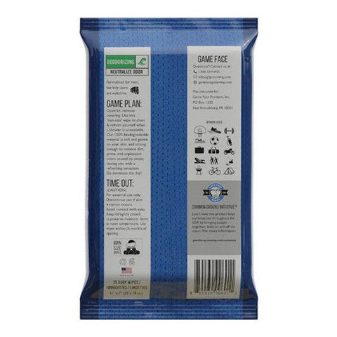 Game Face, Deodorizing Underarm And Body Wipes, 25 Count Game Face
