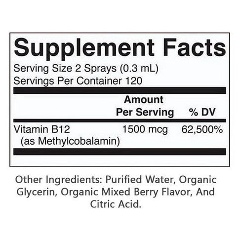 MaryRuth's, Organic Strawberry Methyl B12 Liquid Spray, 1 Oz MaryRuth's