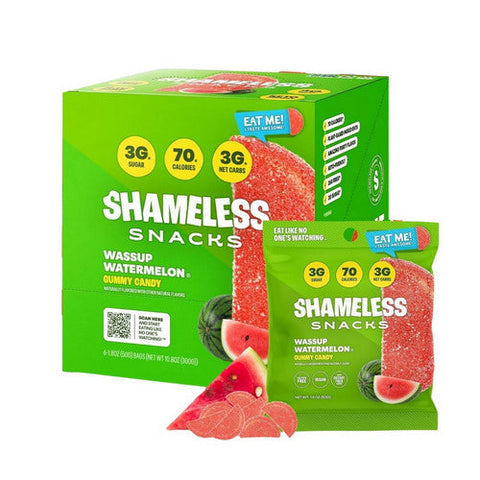 Shameless Snacks, Wassup Watermelon Gummy Candy, 6 Count Shameless Snacks