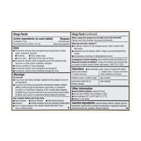 Foster And Thrive, Allergy D-12 Hour Pseudoephedrine Sulfate Loratadine Extended Release, 20 Tablets Foster And Thrive