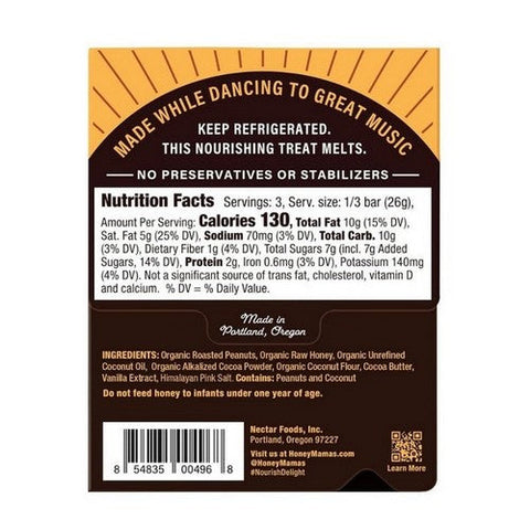Honey Mamas, Peanut Butter Cup Cocoa Truffle Bars, 2.5 Oz (Case Of 12) Honey Mamas