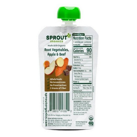 Original Sprout, Root Vegetables Apple With Beef Organic Baby Food, 4 Oz (Case Of 6) Original Sprout