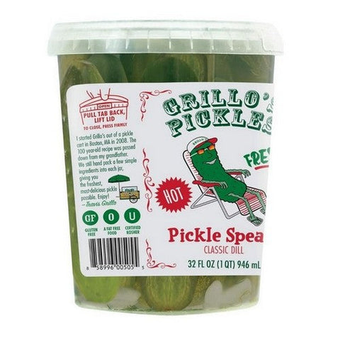 Grillo's Pickles, Pickle Spears Hot Italian Dill Spears, 32 Oz (Case Of 6) Grillo's Pickles