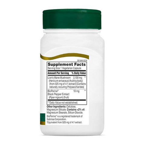 21st Century, Lion's Mane Plus Black Pepper Extract, 2100 Mg, 60 Count 21st Century