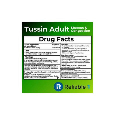 Llorens Pharmaceuticals, Tussin Mucus And Congestion, 4 Oz Llorens Pharmaceuticals