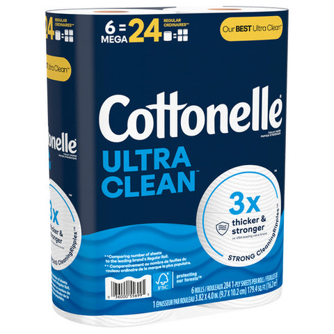 Ultra Clean Toilet Paper Strong Toilet Tissue 179.4 Square Feets / 6 Mega Rolls (Case Of 6) by Cottonelle