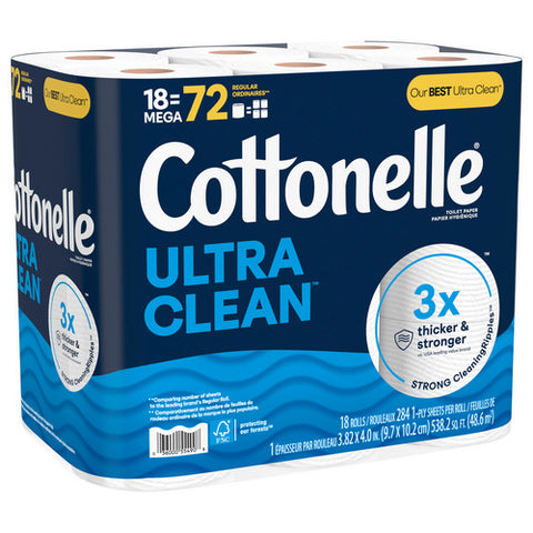 Ultra Clean Toilet Paper Strong Toilet Tissue 538.2 Square Feets / 18 Mega Rolls (Case Of 2) by Cottonelle