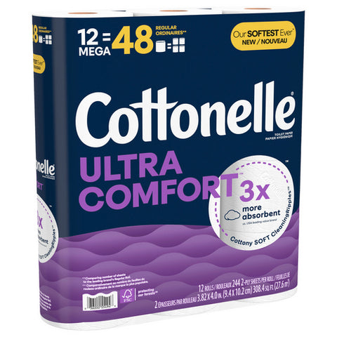 Ultra Comfort Toilet Paper Strong Toilet Tissue 303.4 Square Feets / 12 Mega Rolls (Case Of 4) by Cottonelle