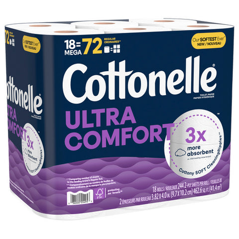 Ultra Comfort Toilet Paper Strong Toilet Tissue 462.2 Square Feets / 18 Mega Rolls (Case Of 2) by Cottonelle