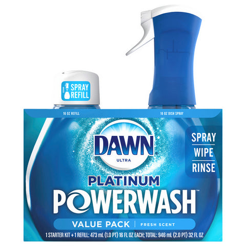 Platinum Powerwash Dish Spray Dish Soap Fresh Scent Bundle 1 Starter Kit Plus 1 Refill 32 Oz (Case Of 3) by Dawn