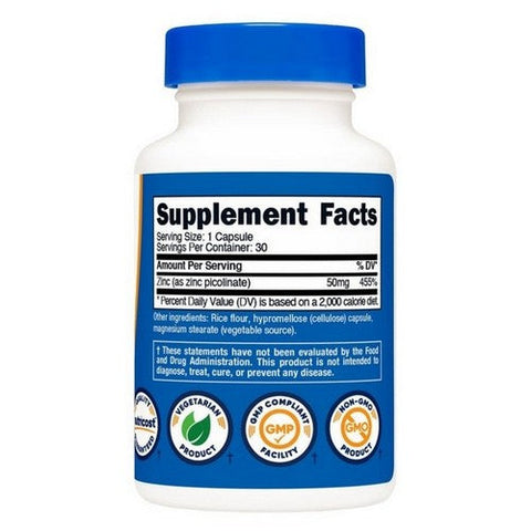 Nutricost, Zinc Picolinate, 50 Mg, 30 Caps Nutricost