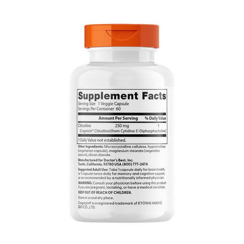 Doctors Best, Citicoline, 250 Mg, 60 Veggie Caps Doctors Best