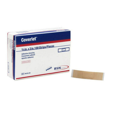 Coverlet, Adhesive Dressing Strips 3/4 Inch X 3 Inch, 100 Count Coverlet