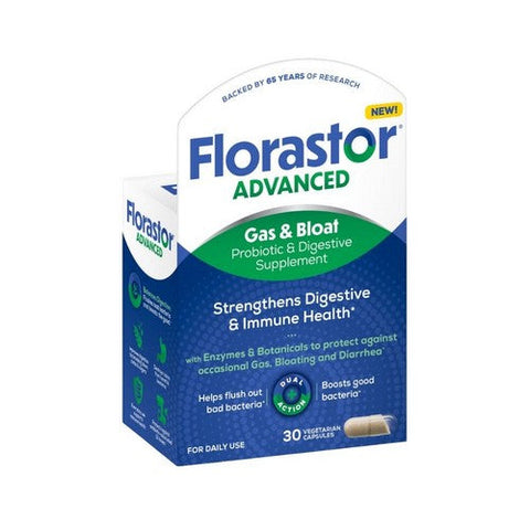 Florastor, Advanced Digestive Gas And Bloat Capsule, 30 Count Florastor
