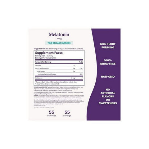 Natrol, Melatonin Gummies Time Release Sleep Gummies, 10 Mg, 55 Count Natrol
