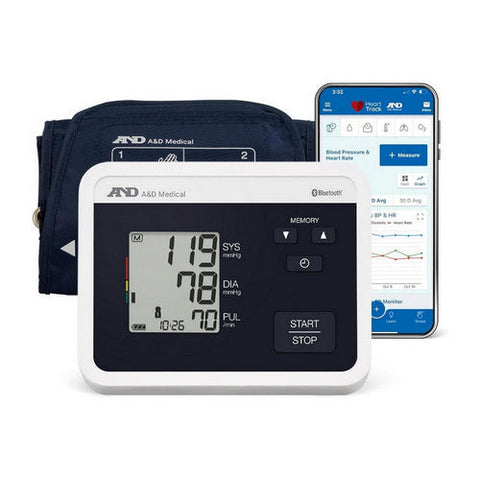 A & D, Multi-User Bluetooth Upper Arm Blood Pressure Monitor 8.6" To 16.5, 1 Count A & D