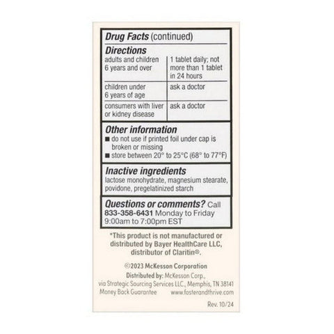 Foster And Thrive, Allergy Relief Loratadine Tablets, 10 Mg, 100 Tabs Foster And Thrive
