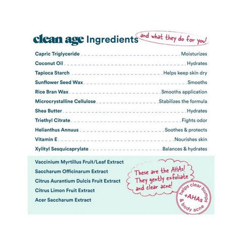 Clean Age, AHA Solid Deodorant For Teens Waves, 2.25 Oz