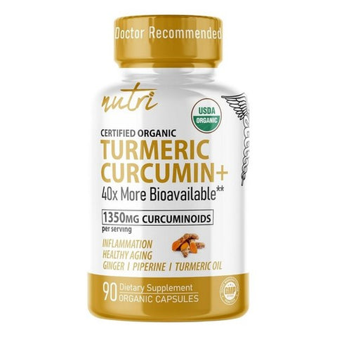 Organic Turmeric Curcumin With Ginger And Piperine 90 Organic Capsules by Nature's Fusions