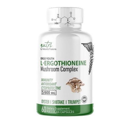 Organic Ergo Youth L Ergothioneine Mushroom Complex 60 Pullulan Capsules by Nature's Fusions