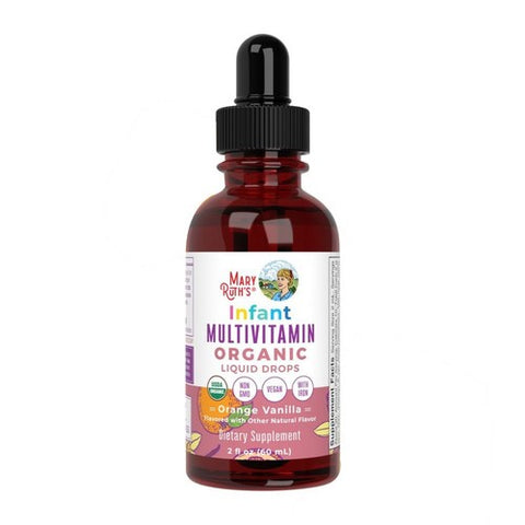 Organic Infant Multivitamin Liquid Drops Orange Vanilla With Iron 2 Oz by MaryRuth's
