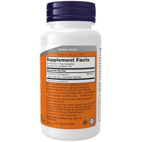 Now Foods, L-Carnitine, 250 Mg, 60 Veg Caps Now Foods