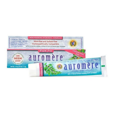 Auromere, Ayurvedic Herbal Toothpaste Non Foaming Cardamom-Fennel, 4.16 Oz Auromere