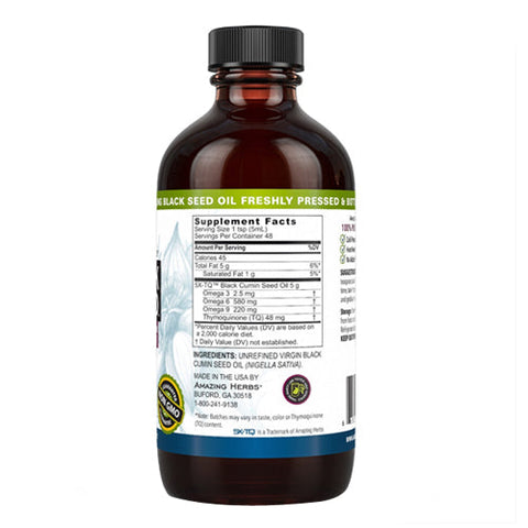 Amazing Herbs, Premium Black Seed 100% Pure Cold-Pressed Black Cumin Seed Oil, 8 Oz Amazing Herbs