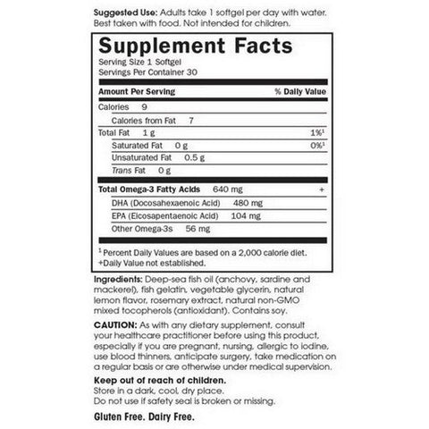 Minami Nutrition, Minami Prenatal Omega-3 Dha Fish Oil Lemon, 480 Mg, 30 Softgels Minami Nutrition