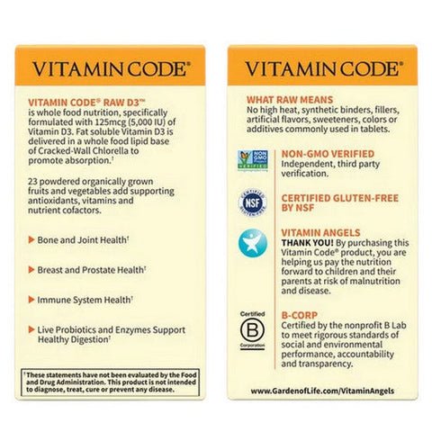 Garden of Life, Vitamin Code RAW D3, 5000 iu, 60 caps Garden of Life