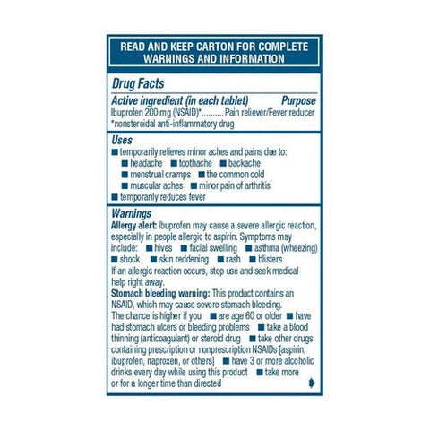 Advil, Ibuprofen Pain Reliever Fever Reducer Coated, 200 Mg, 50 Tabs Advil