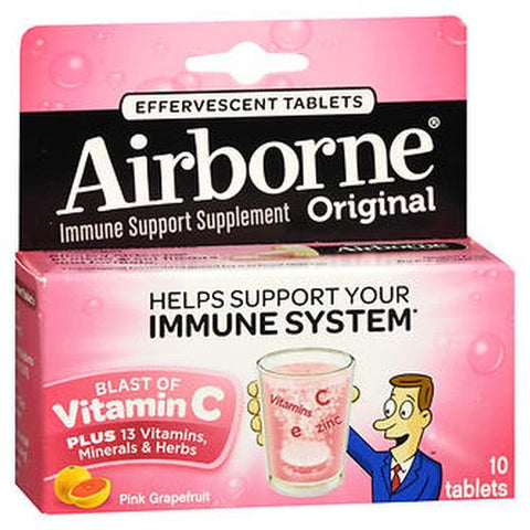 Airborne, Original Immune Support Supplement Effervescent Tablets Pink, 10 Tabs Airborne