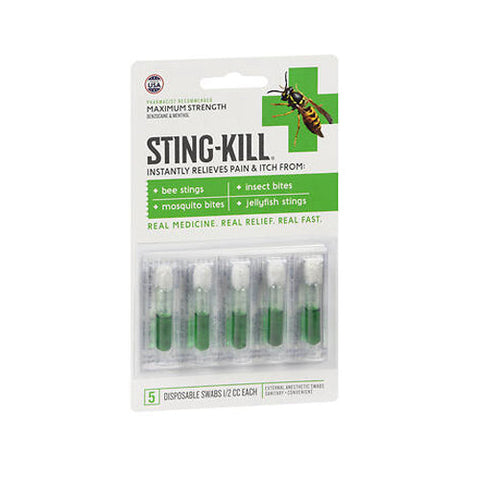 Sting-Kill, Pain And Itch Relief Disposable Swabs, 5 Count Sting-Kill